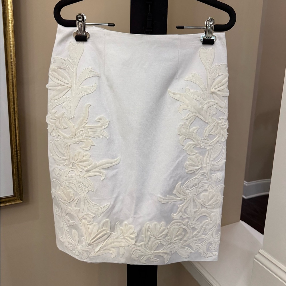 White House Black Market Embroidered Skirt